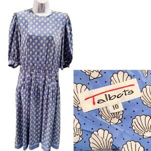 Vintage Talbots Blue Seashell Sailor Midi Dress, Size 10